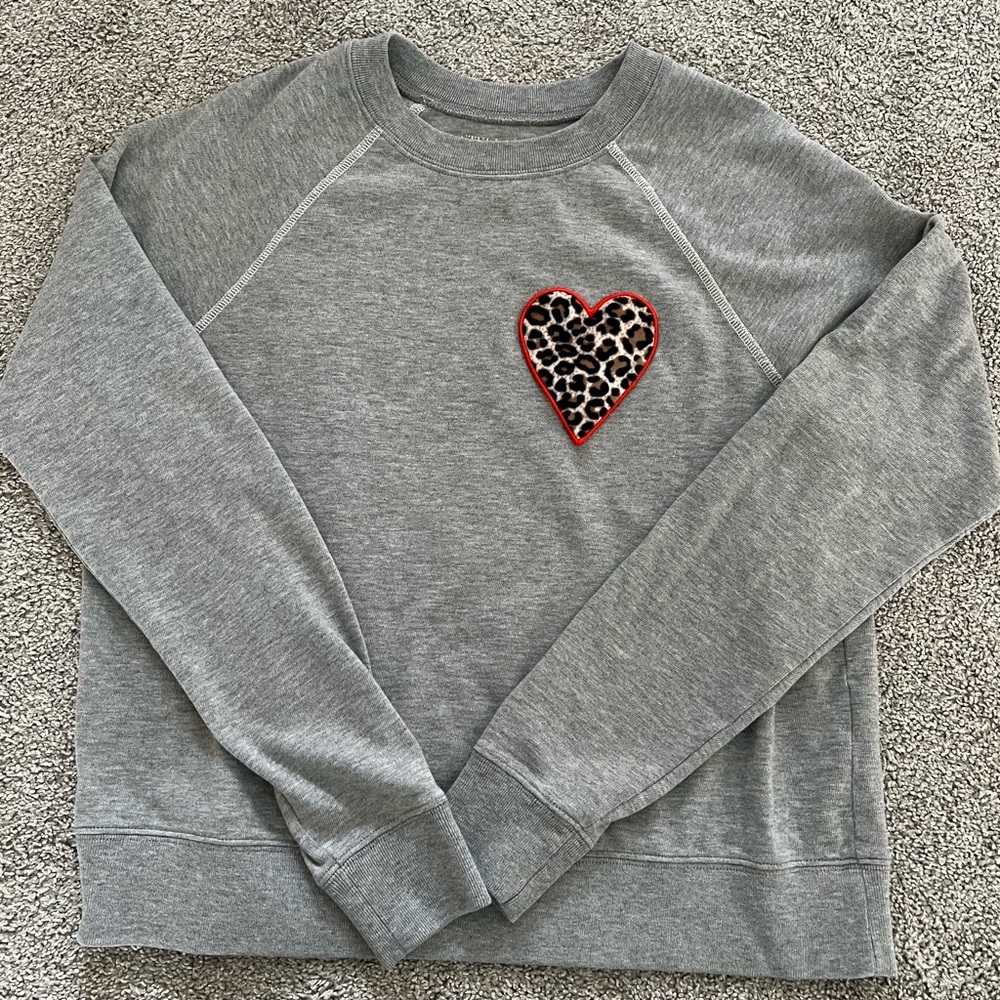 Stella & Dot Dress For Success Sweatshirt with Velvet Animal Print Heart (M)